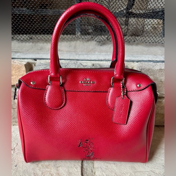 Coach x Peanuts Rare Limited Edition Mini Bennett Satchel/ Crossbody in Red - Picture 3 of 12